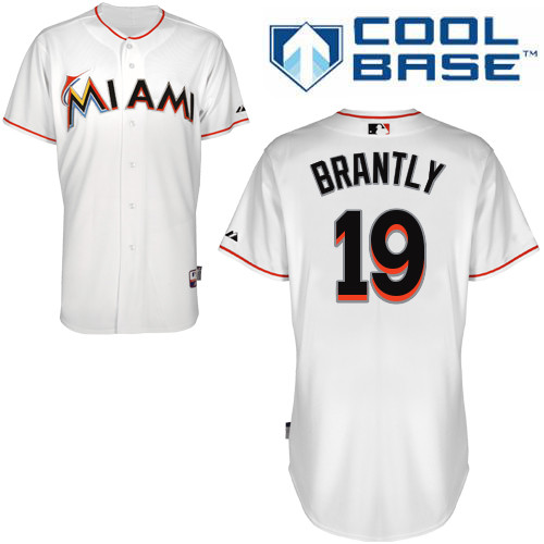 Rob Brantly #19 MLB Jersey-Miami Marlins Men's Authentic Home White Cool Base Baseball Jersey